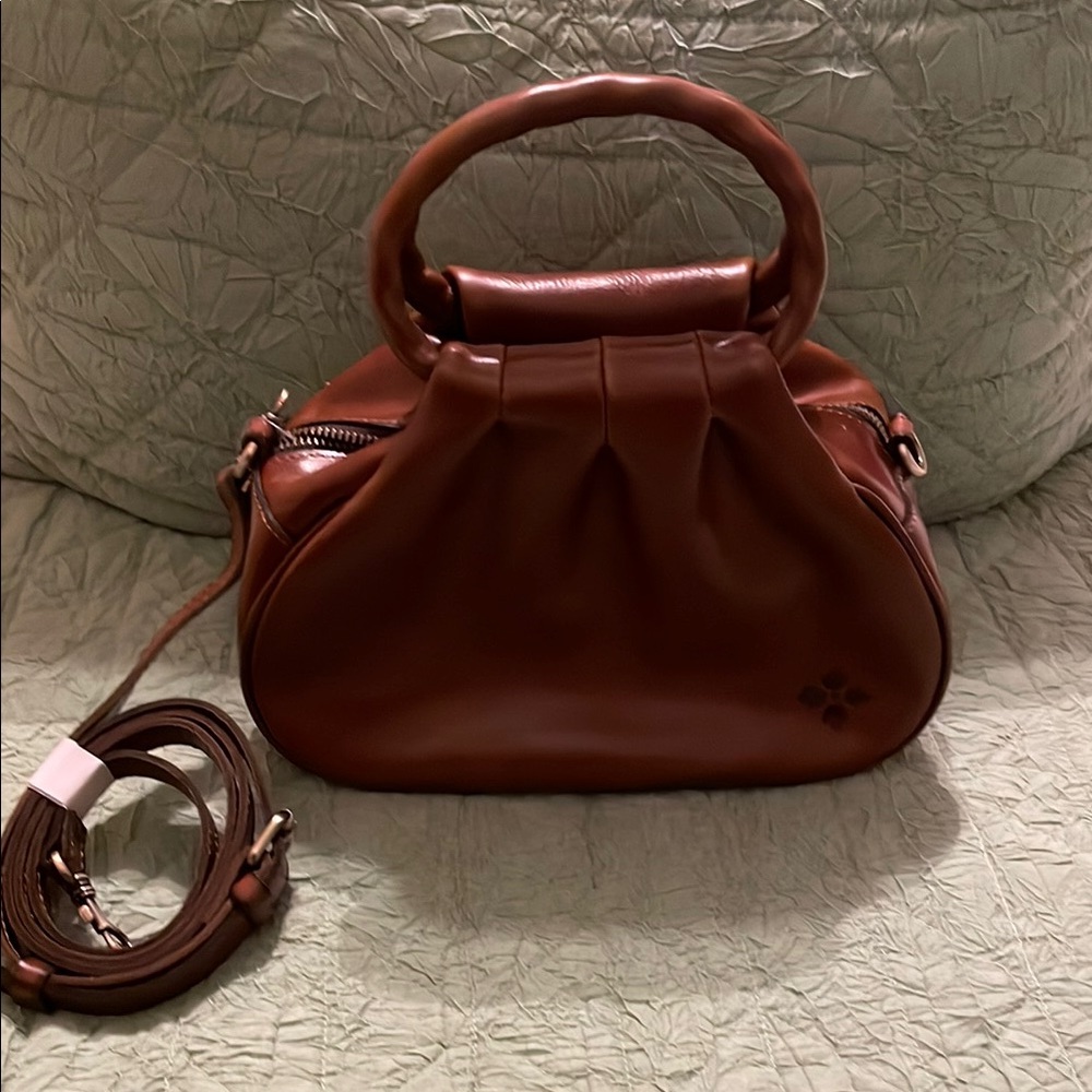 Patricia Nash Brown Leather Satchel with Detachable Strap